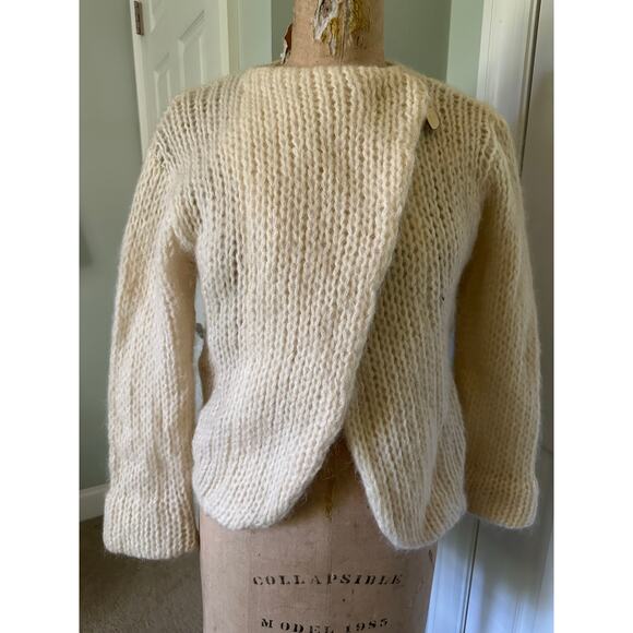 Vintage I.B. Diffusion Ivory Wool/Mohair Jacket Cardigan Chunky cropped moto - Picture 1 of 16